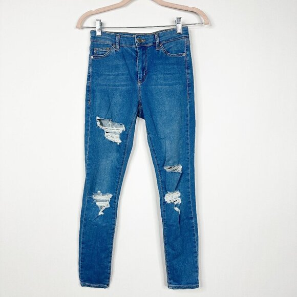 2/$30 Topshop Moto Leigh Jeans Ripped Skinny Ankle Cropped W26 #9274 - Picture 4 of 10